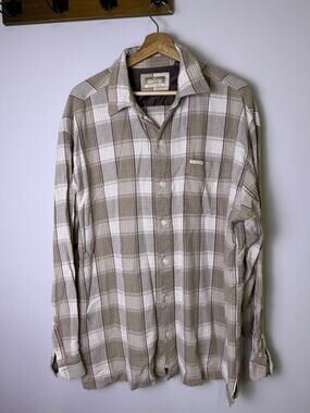 Y2K Enyce Plaid Button Up Shirt Mens XL Hip Hop Streetwear Skater Cotton Tan
